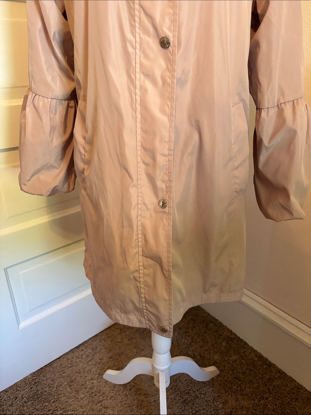 Via Spiga Pale Pink Rain Coat with Balloon Sleeves - Picture 6 of 14